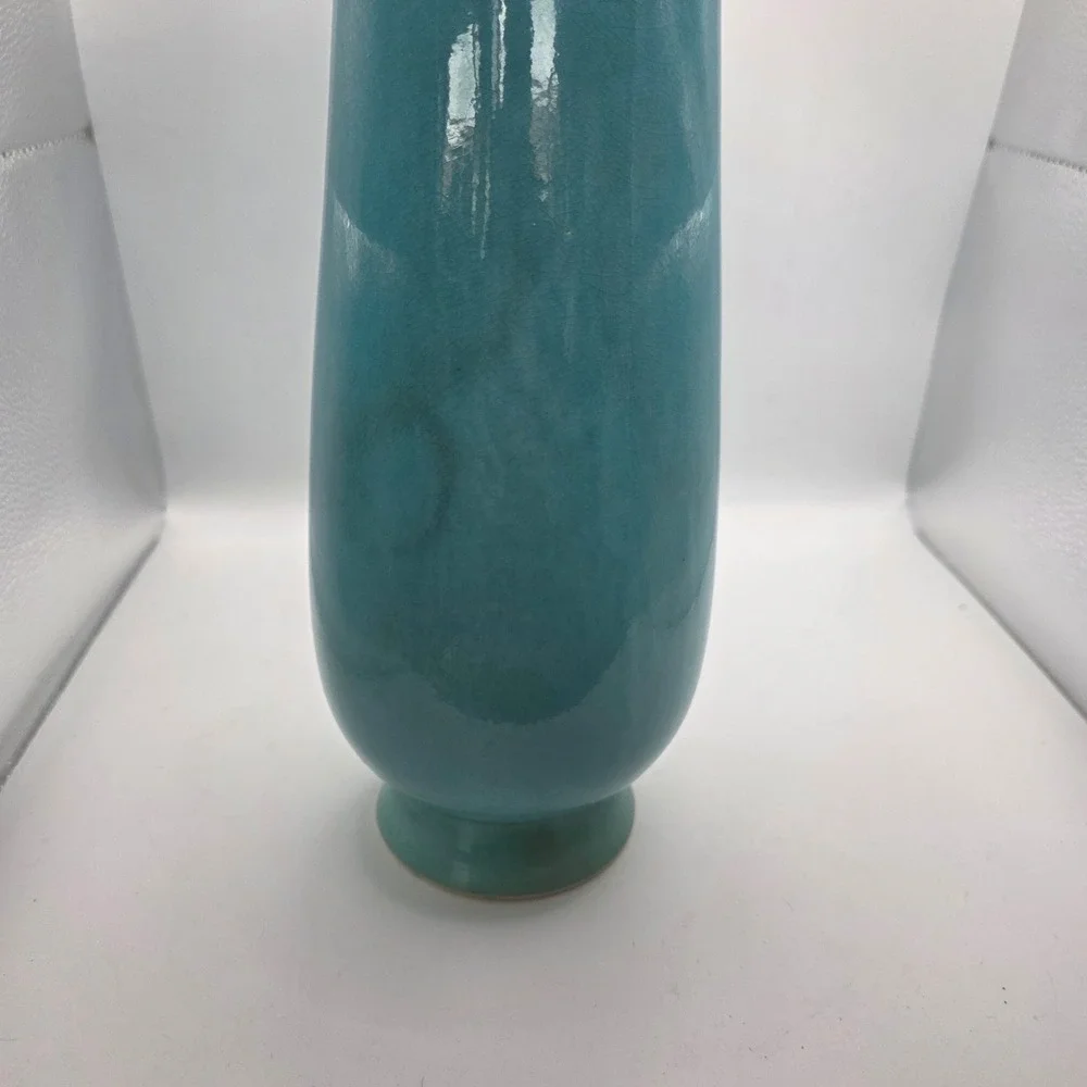 Red Wing Pottery 1311 Tall Turquoise Blue Art Pottery Vase USA MCM
